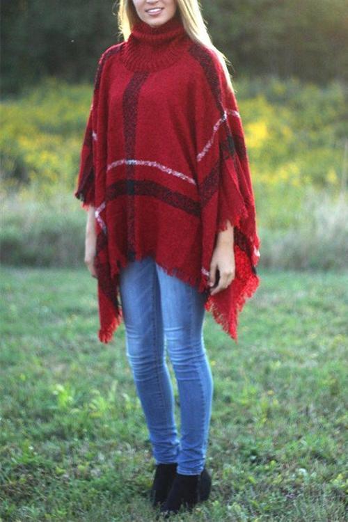 Margovil Chicest Tassel Lattice Cloak Poncho Sweater