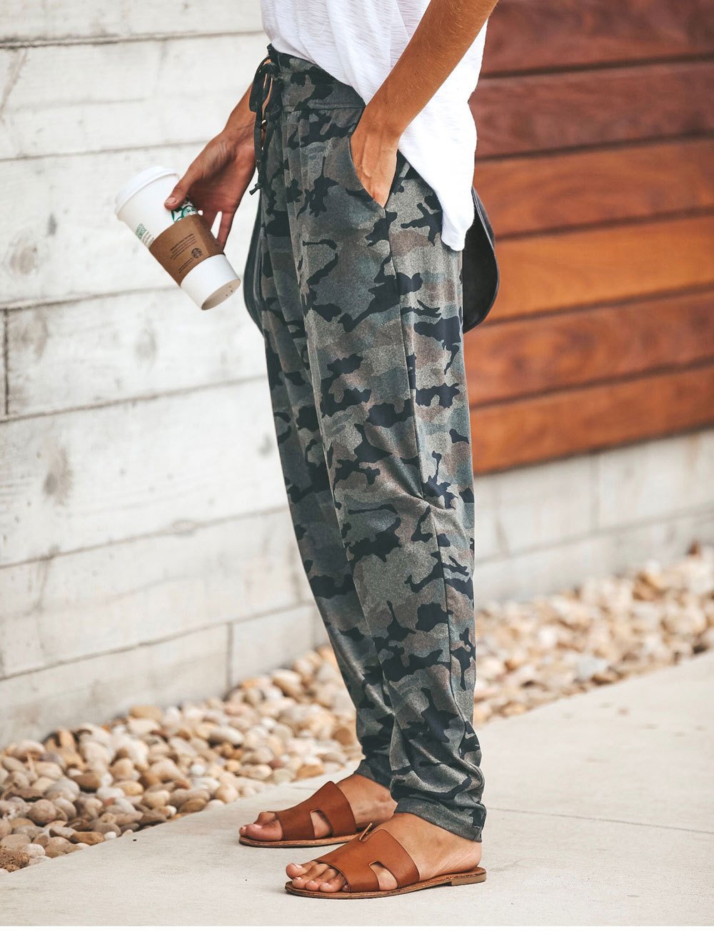 Margovil Casual Pockets Drawstring Camo Joggers