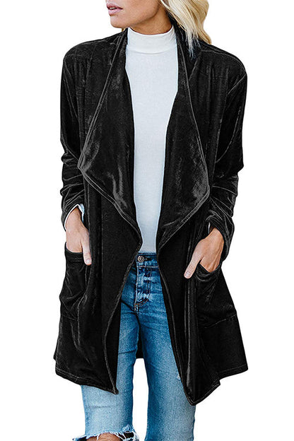 Margovil Open Front Pockets Velvet Coat