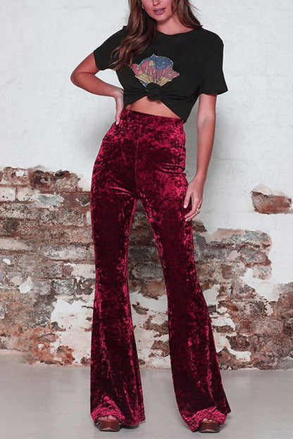 Margovil High Waist Flare Velvet Pants