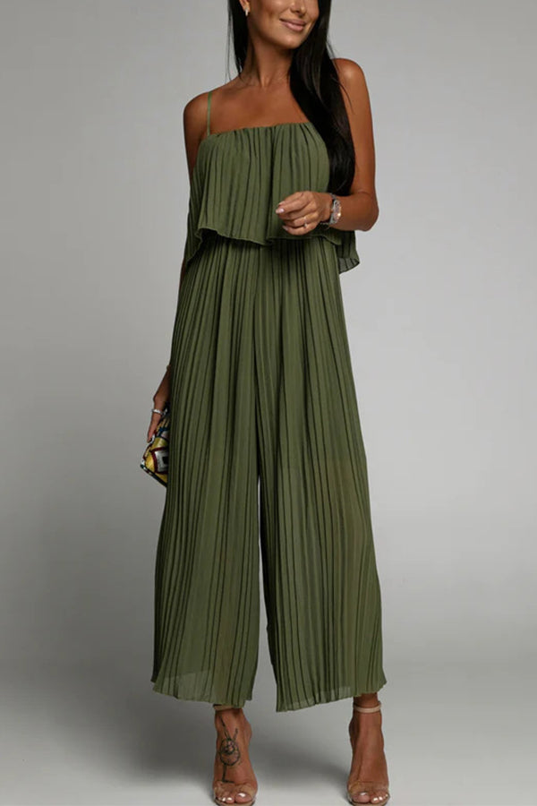 Margovil Sleeveless Ruched Wide Leg Cami Jumpsuit