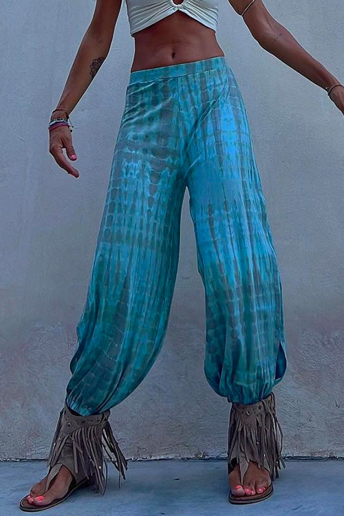 Margovil Tie Dye Side Slit Loose Lantern Pants