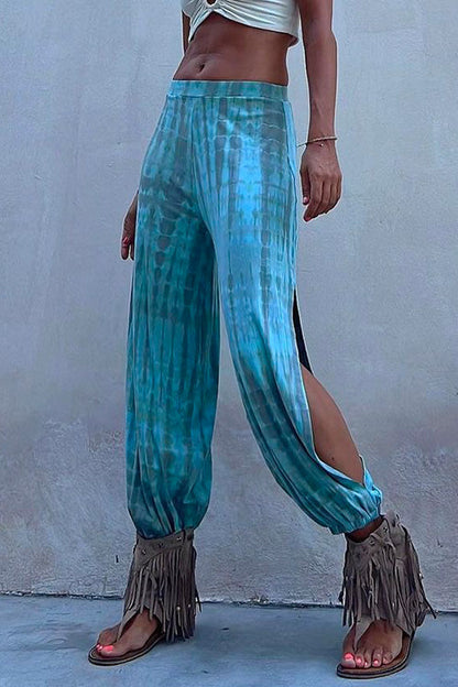 Margovil Tie Dye Side Slit Loose Lantern Pants