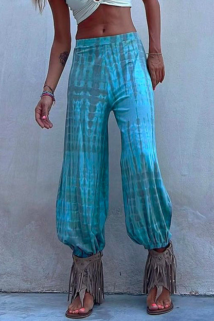 Margovil Tie Dye Side Slit Loose Lantern Pants