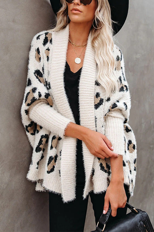 Margovil Stylish Open Front Leopard Sweater Cardigans