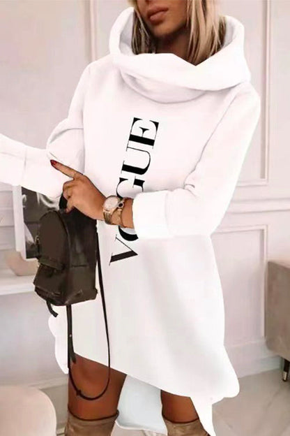 Margovil Long Sleeve Printed Hoodied Sweatshirt Dress