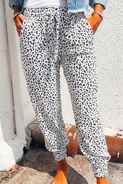 Margovil Casual Tie Waist Leopard Joggers Pants with Pockets