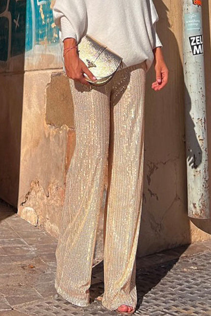 Margovil Elastic Waist Wide Leg Sequin Pants