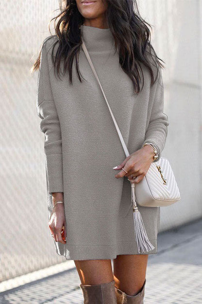 Margovil Solid Crewneck Long Sleeve Knit Dress