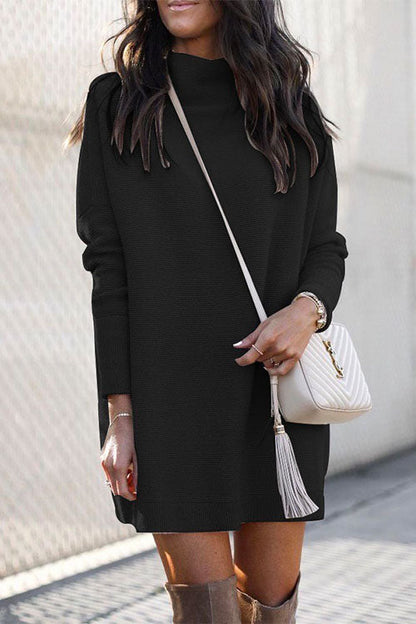 Margovil Solid Crewneck Long Sleeve Knit Dress