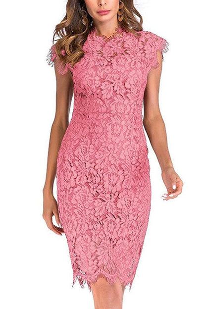 Margovil Sleeveless High Waist Floral Lace Bodycon Dress