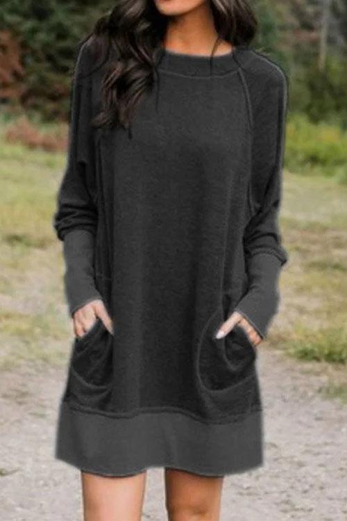 Margovil Maureen Pockets Cozy Autumun Sweatershirt Dress