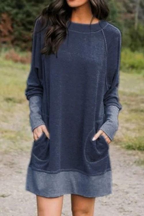 Margovil Splice Pockets Casual Sweatershirt Dress