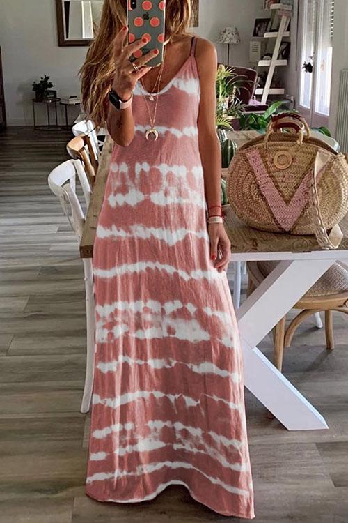 Margovil V Neck Tie Dye Maxi Dress