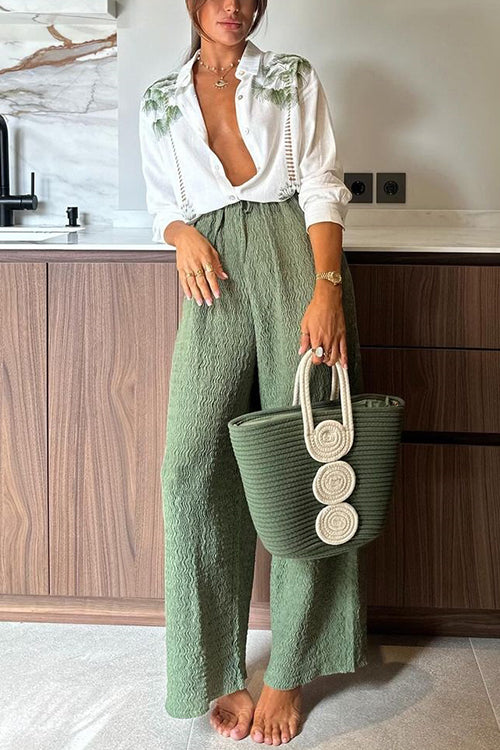 Drawstring Waist Palazzo Wide Leg Pants