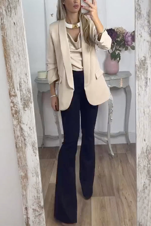 Open Front Shawl Collar Solid Blazer