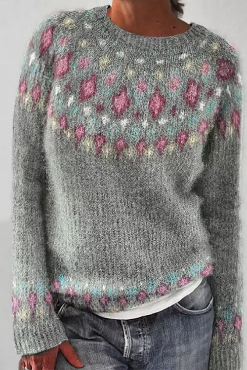 Pull décontracté à col rond et motif unique Margovil (en 6 motifs)