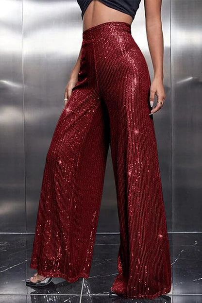 Margovil Sparkly Elastic Waist Wide Leg Sequin Pants