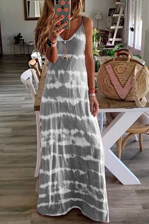 Margovil V Neck Tie Dye Maxi Dress