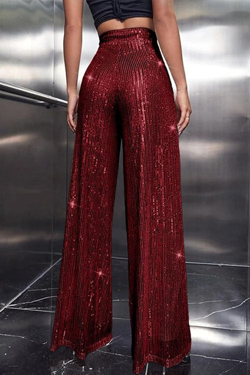 Margovil Sparkly Elastic Waist Wide Leg Sequin Pants