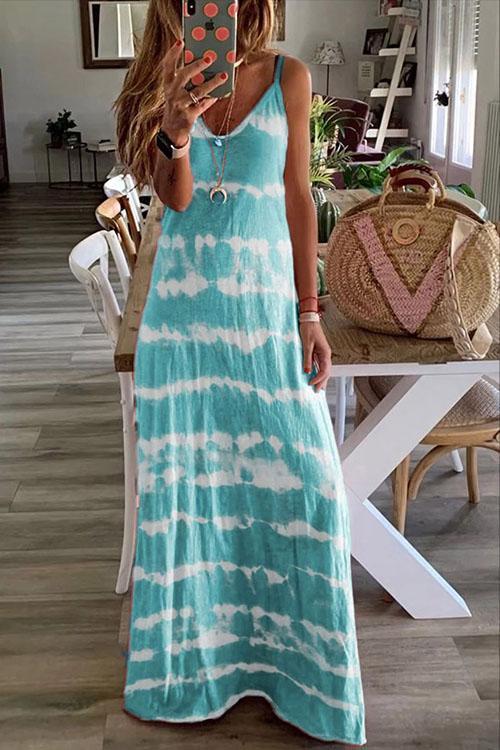 Margovil V Neck Tie Dye Maxi Dress