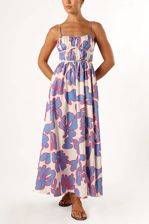 Margovil Spaghetti Strap High Waist Printed Maxi Holiday Dress