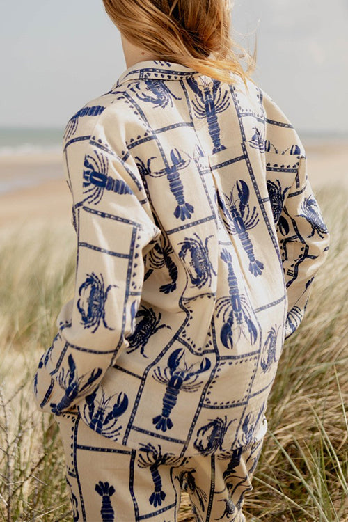 Long Sleeves Button Up Crabe Print Shirt