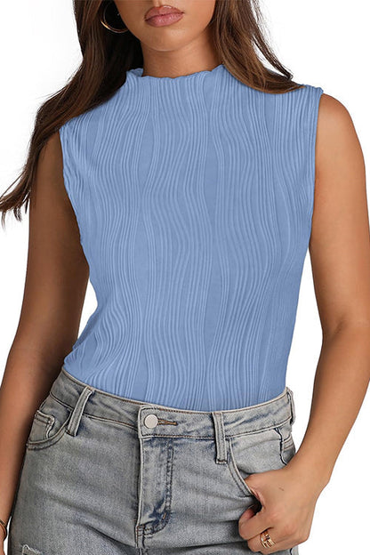 Margovil Sleeveless Mockneck Textured Summer Top