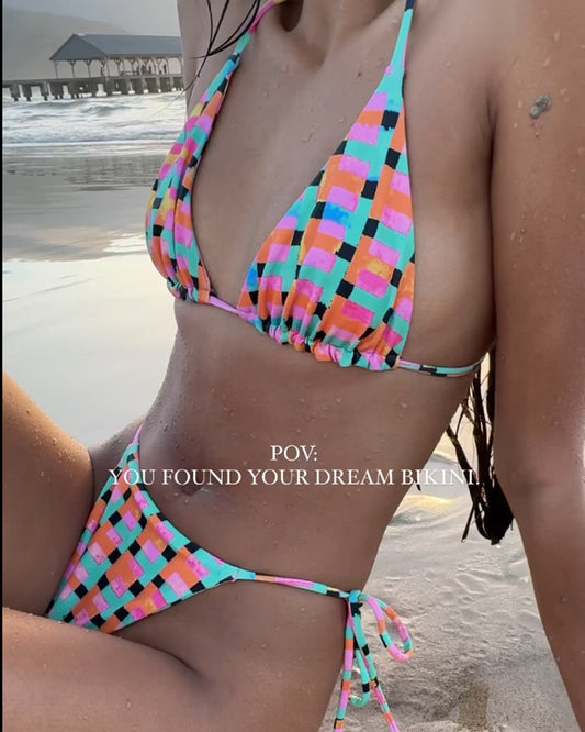 Women's Multicolor Square Print Bikini Set