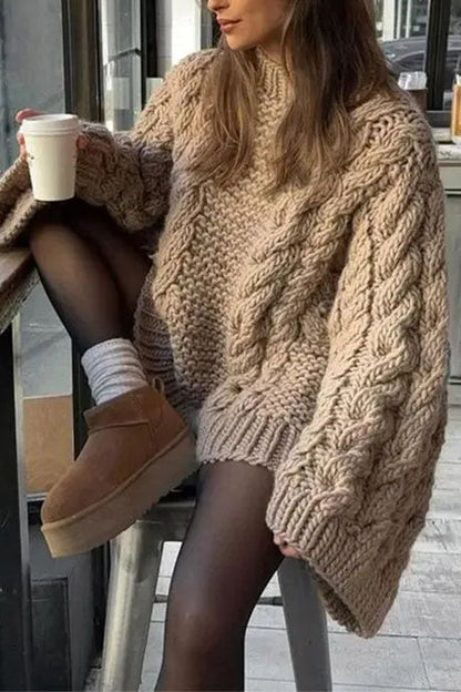 Margovil Round Neck Oversized Cable Knit Sweater