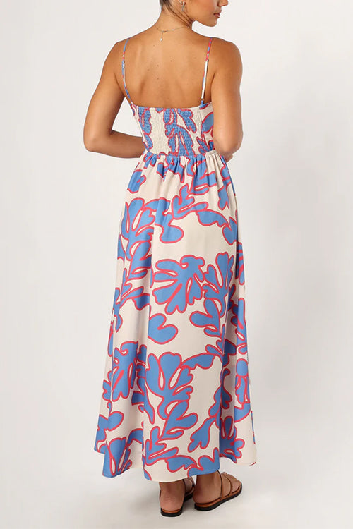 Margovil Spaghetti Strap High Waist Printed Maxi Holiday Dress