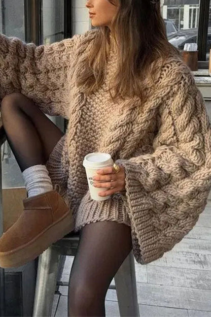 Margovil Round Neck Oversized Cable Knit Sweater