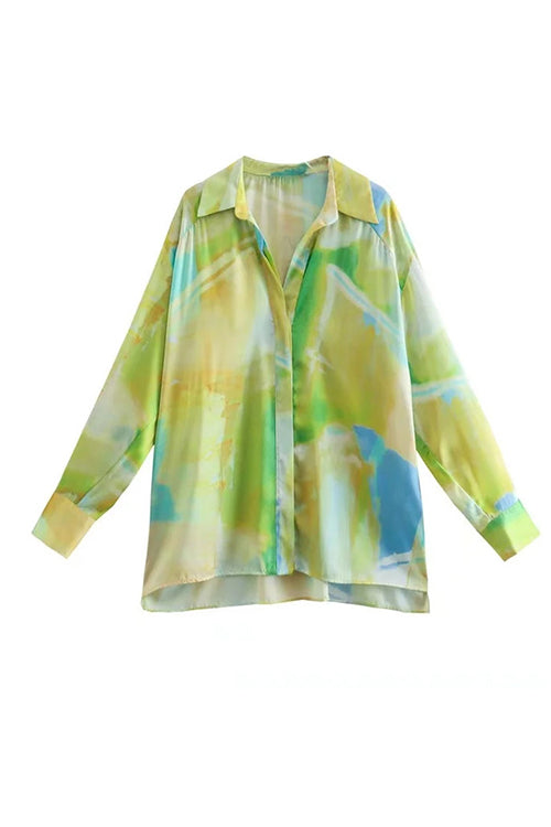 Margovil Long Sleeves Button Front Tie Dye Blouse Shirt