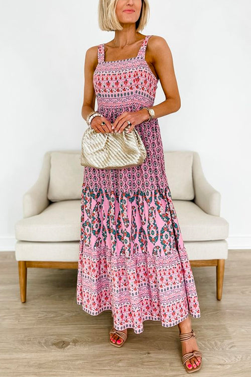 Bohemia High Waist Floral Cami Maxi Holiday Dress