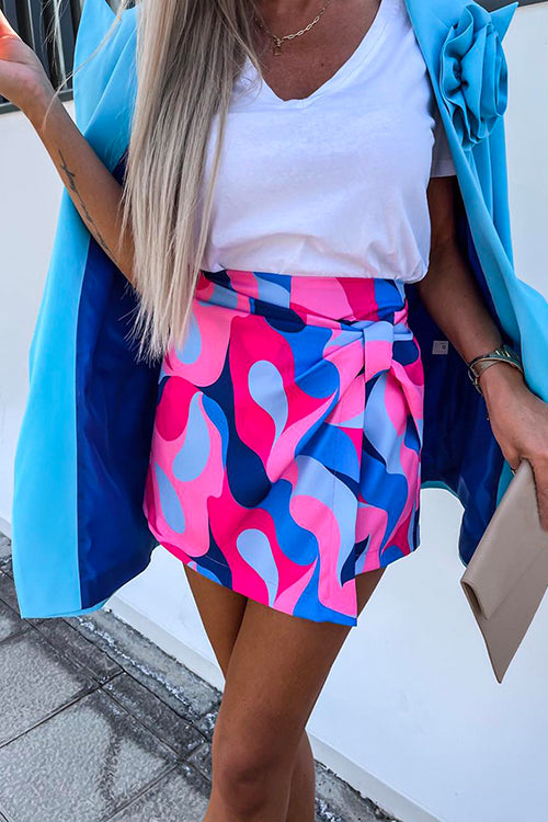 Margovil High Waist Printed Wrapped Skort