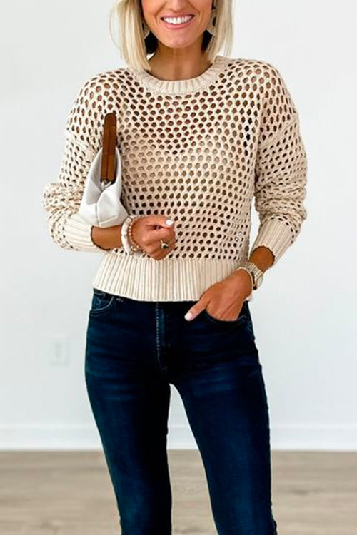 Margovil Crewneck Hollow Out Knitting Top