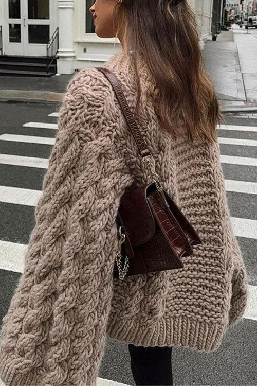 Margovil Round Neck Oversized Cable Knit Sweater