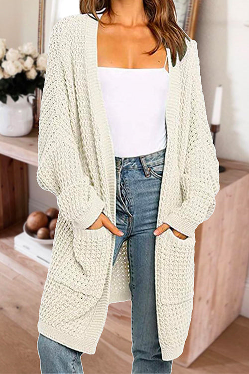 Margovil Open Front Batwing Sleeves Pocketed Baggy Sweater Cardigan