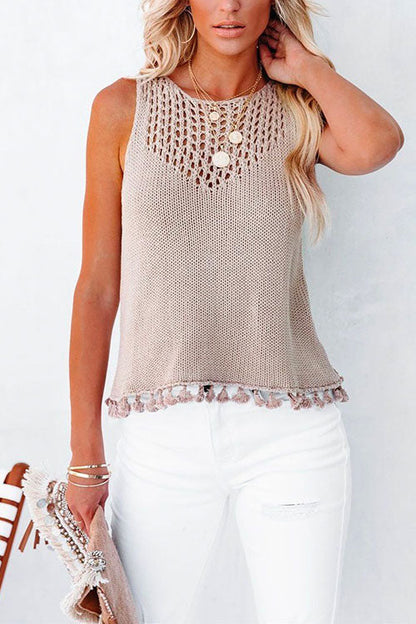 Margovil Hollow Out Splice Tassel Tank Top