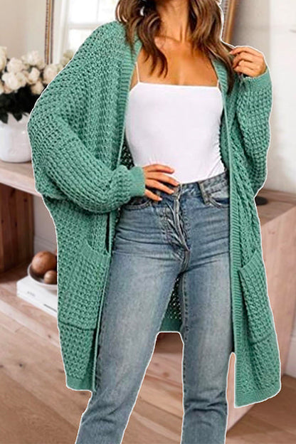 Margovil Open Front Batwing Sleeves Pocketed Baggy Sweater Cardigan