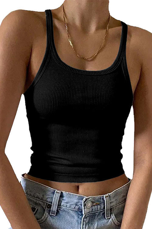 Margovil Stretchy Ribbed Knit Crop Cami Top