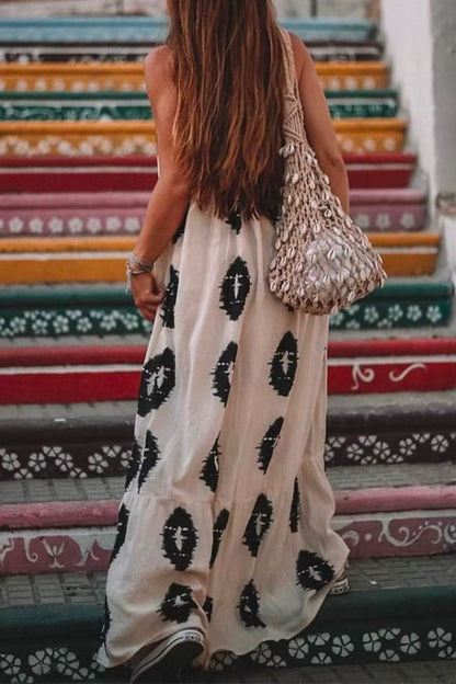 Margovil Tie Knot One Shoulder Boho Printed Maxi Vacation Dress