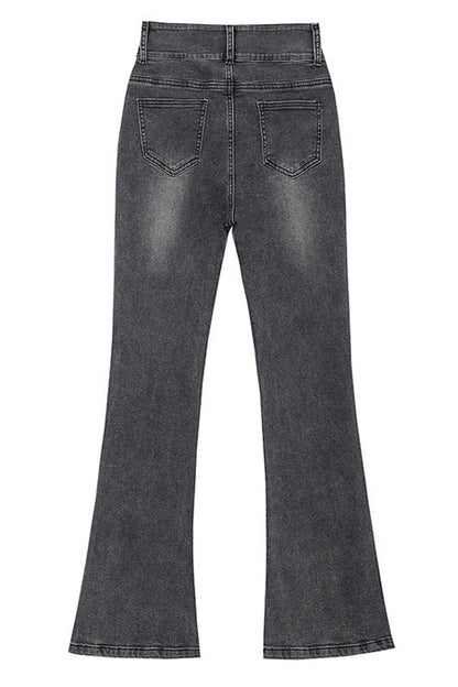 Margovil Distressed Bell Bottoms Stretchy Denim Pants