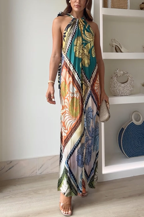 Summer Sleeveless Printed Maxi Vacation Dress