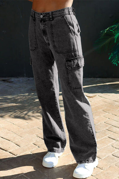 Margovil Distressed Pockets Denim Cargo Pants