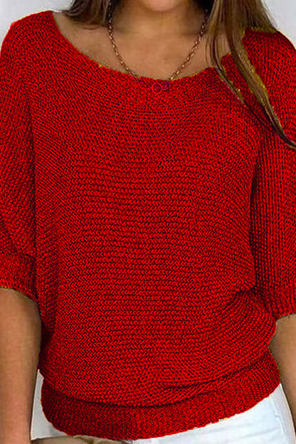 Margovil Round Neck 3/4 Sleeves Basic Knitting Sweater