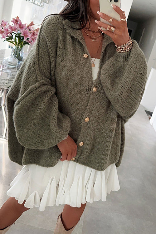 Margovil Drop Shoulder Button Up Slouchy Sweater Cardigan