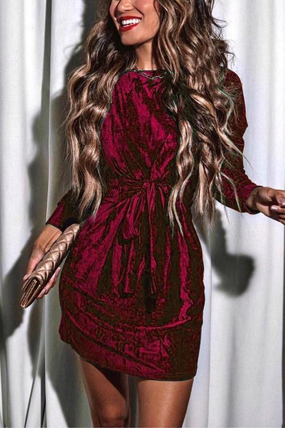 Margovil NYE Long Sleeves Velvet Dress(in 4 Colors)