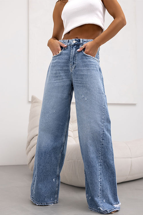 Margovil Distressed Wide Leg Ripped Denim Pants