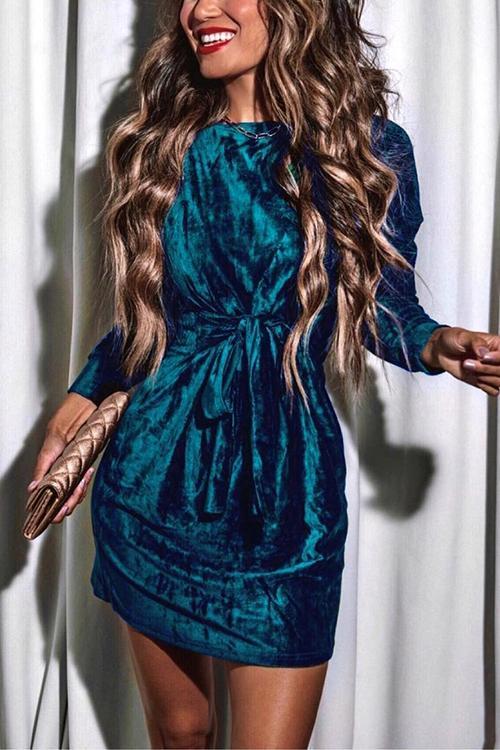 Margovil NYE Long Sleeves Velvet Dress(in 4 Colors)